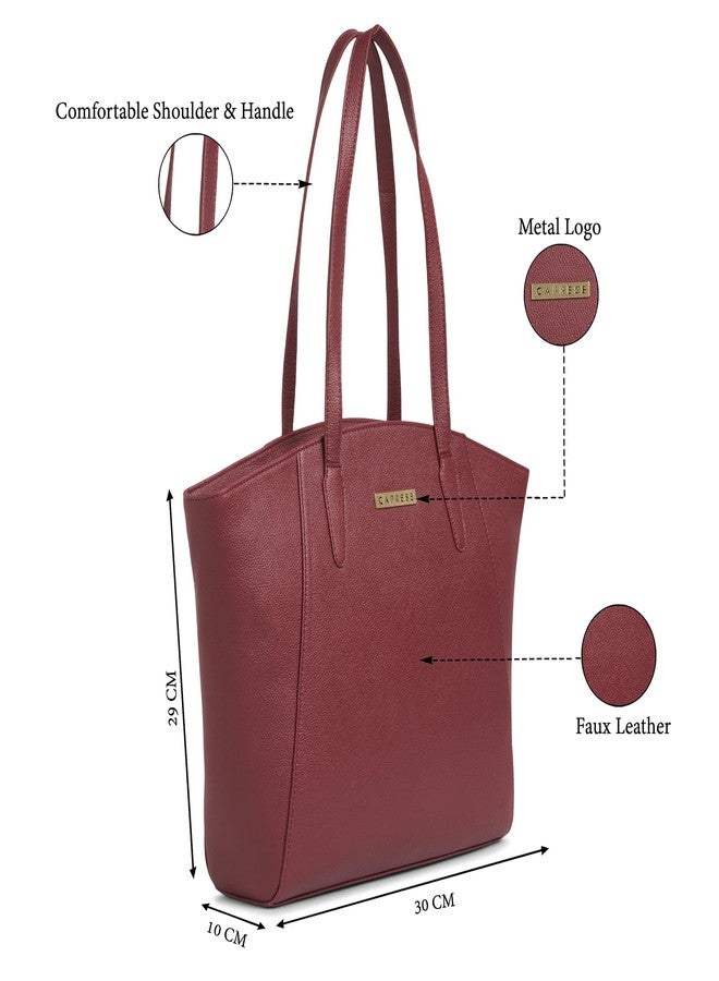 كابريس حقيبة كابريس روبي الكبيرة للنساء بأحزمة مريحة | حقيبة أنيقة للكتف واليد | تتسع لأجهزة كمبيوتر محمولة حتى 16 بوصة | تصميم متين متعدد الجيوب للعمل والسفر والتسوق (لون أحمر كرزي) - Image 3